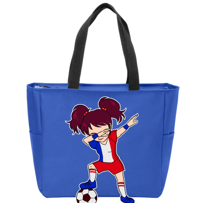 French Dabbing Soccer Girl France Zip Tote Bag