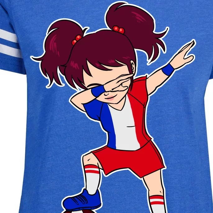 French Dabbing Soccer Girl France Enza Ladies Jersey Football T-Shirt