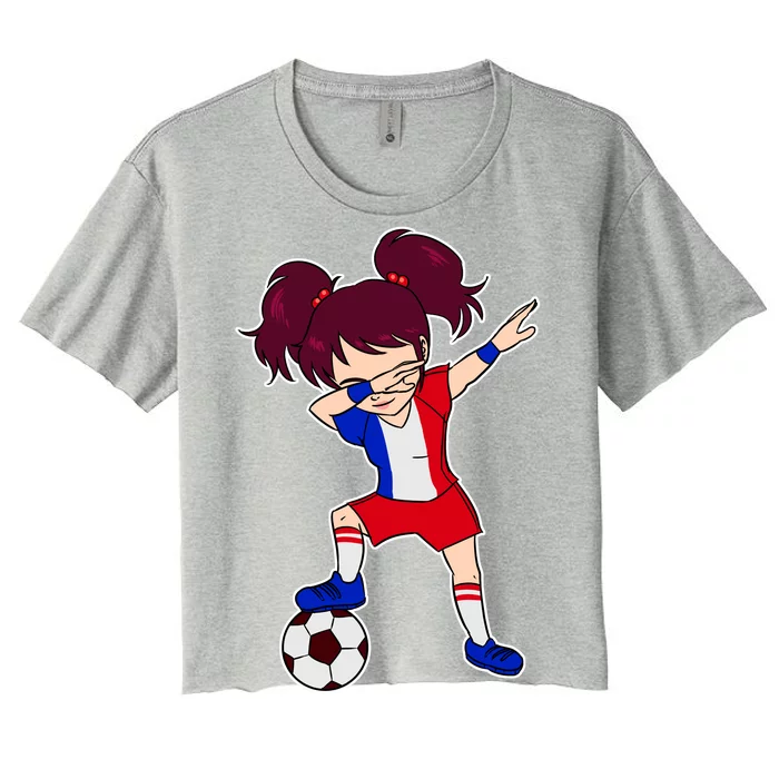 French Dabbing Soccer Girl France Women's Crop Top Tee