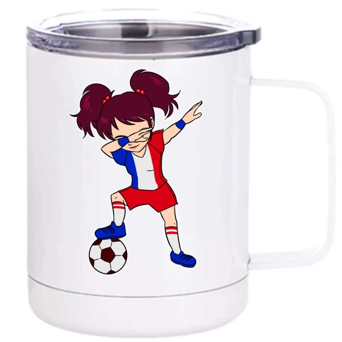 French Dabbing Soccer Girl France Front & Back 12oz Stainless Steel Tumbler Cup