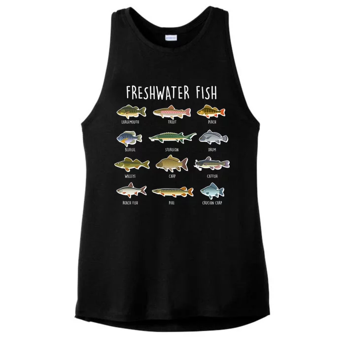 Freshwater Fish - 100 Different Types Ladies Tri-Blend Wicking Tank