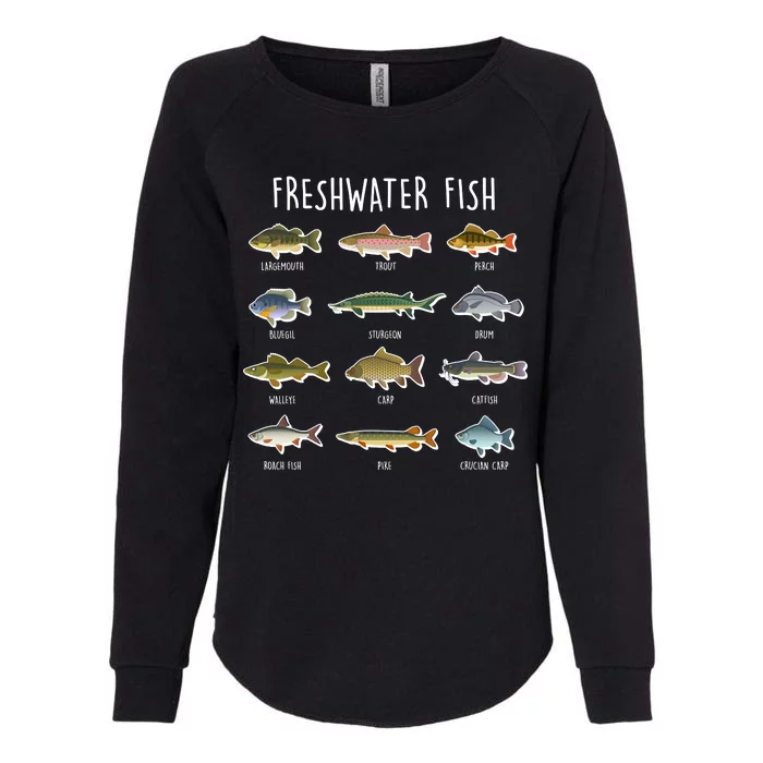 Freshwater Fish - 100 Different Types Womens California Wash Sweatshirt