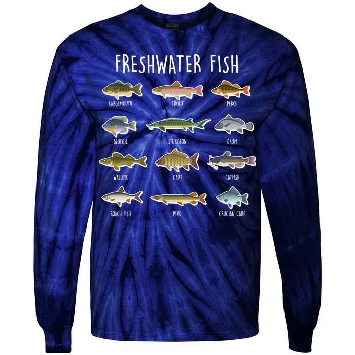 Freshwater Fish - 100 Different Types Tie-Dye Long Sleeve Shirt