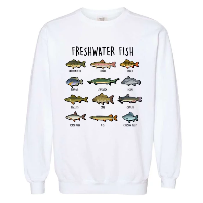 Freshwater Fish - 100 Different Types Garment-Dyed Sweatshirt