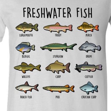 Freshwater Fish - 100 Different Types V-Neck T-Shirt