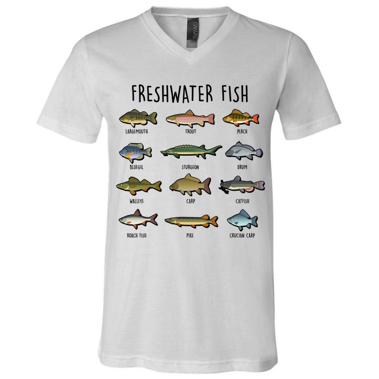 Freshwater Fish - 100 Different Types V-Neck T-Shirt