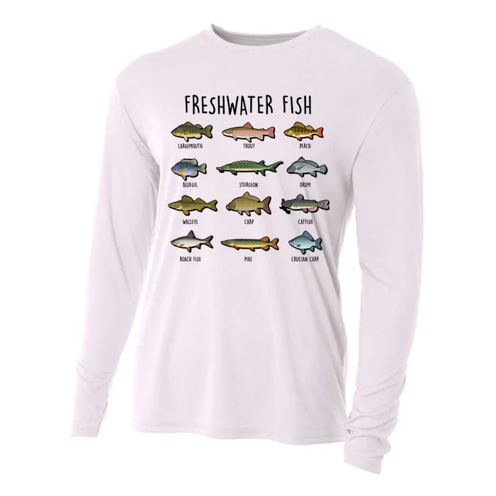 Freshwater Fish - 100 Different Types Cooling Performance Long Sleeve Crew