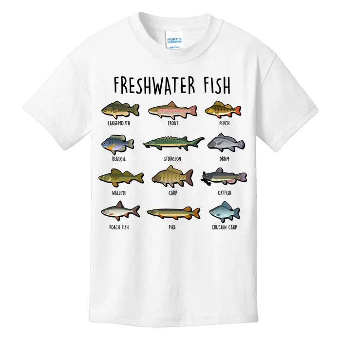 Freshwater Fish - 100 Different Types Kids T-Shirt