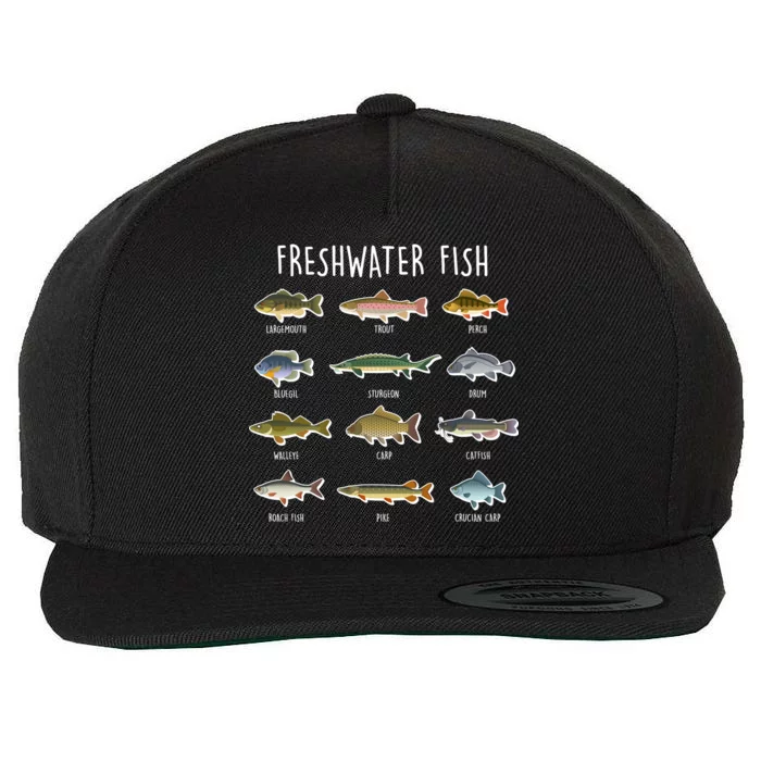 Freshwater Fish Wool Snapback Cap