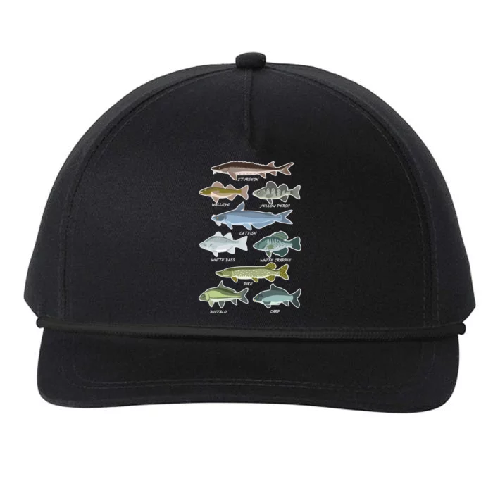 Freshwater Fish Types Fishing Snapback Five-Panel Rope Hat