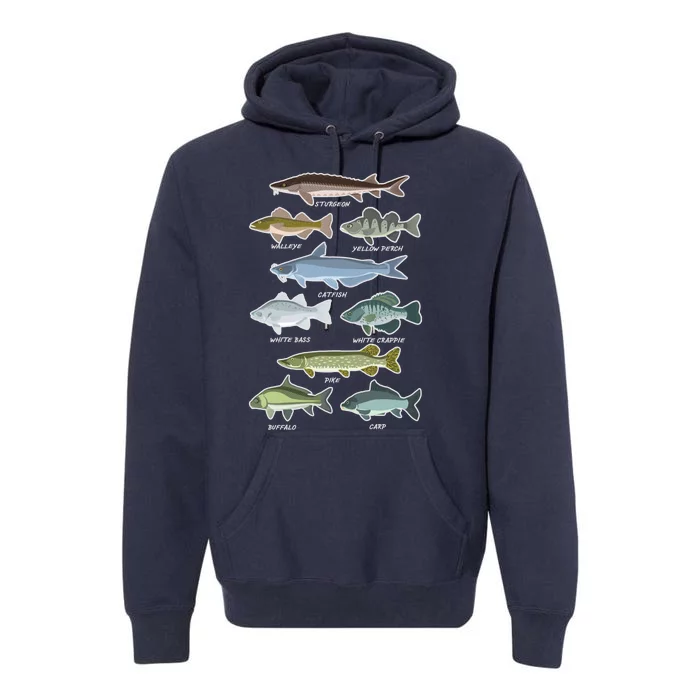 Freshwater Fish Types Fishing Premium Hoodie