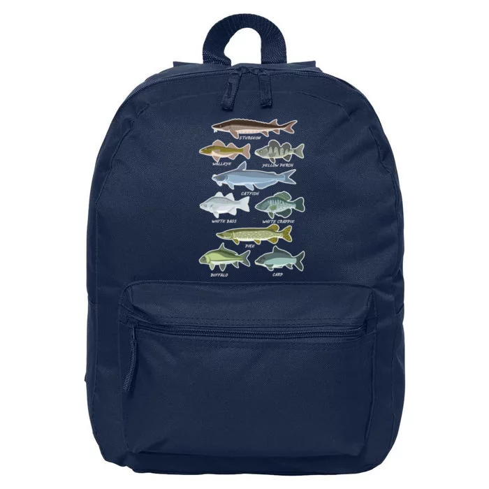 Freshwater Fish Types Fishing 16 in Basic Backpack