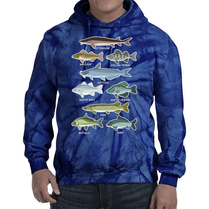 Freshwater Fish Types Fishing Tie Dye Hoodie