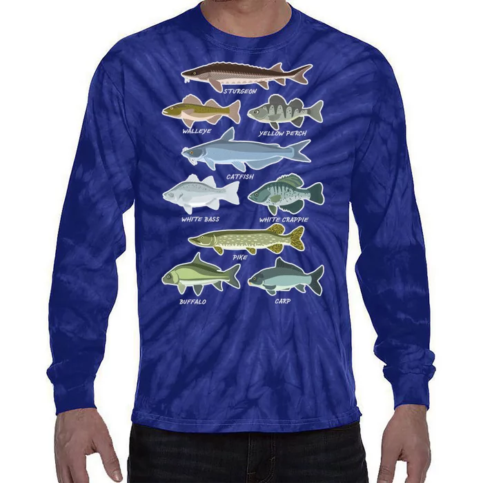 Freshwater Fish Types Fishing Tie-Dye Long Sleeve Shirt