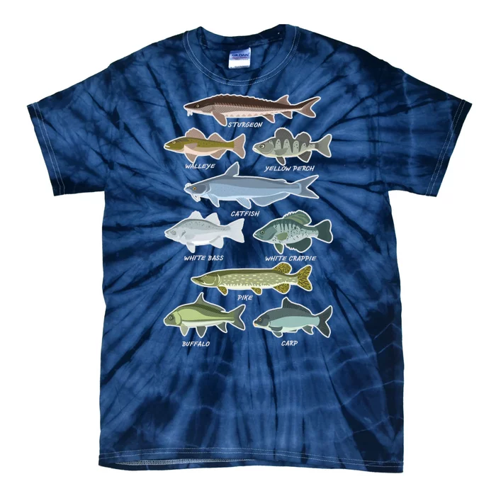 Freshwater Fish Types Fishing Tie-Dye T-Shirt