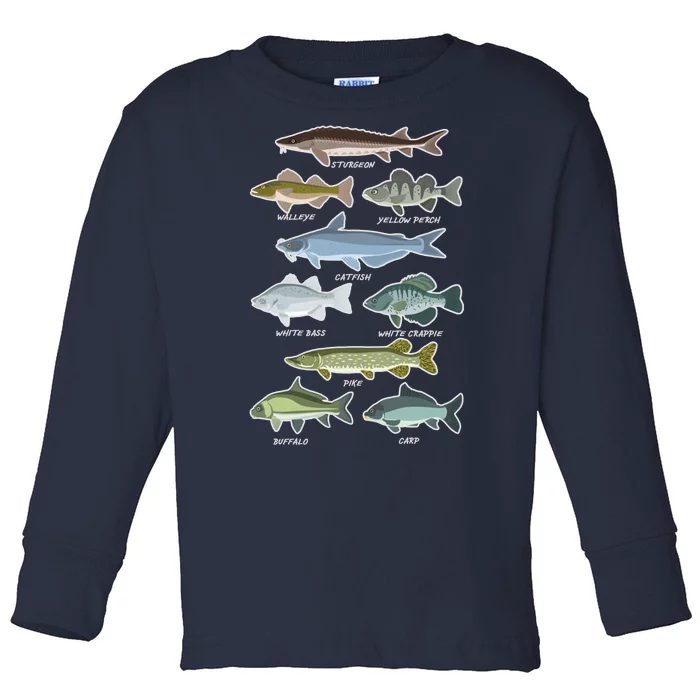 Freshwater Fish Types Fishing Toddler Long Sleeve Shirt