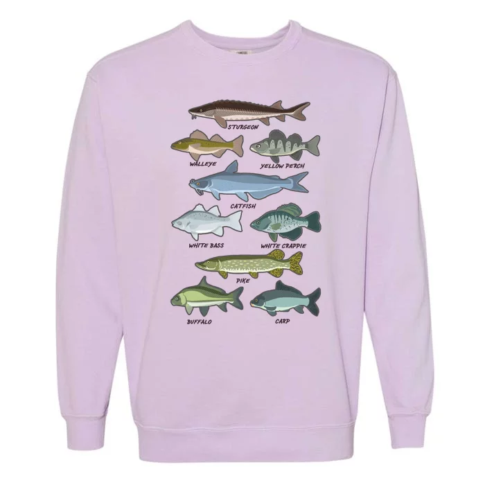 Freshwater Fish Types Fishing Garment-Dyed Sweatshirt