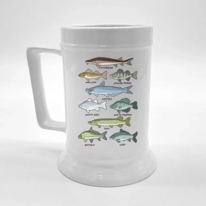 Freshwater Fish Types Fishing Front & Back Beer Stein