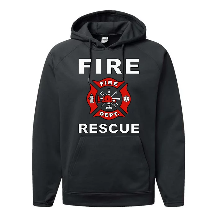 FIRE RESCUE FIRE FIGHTER FIREMAN Performance Fleece Hoodie