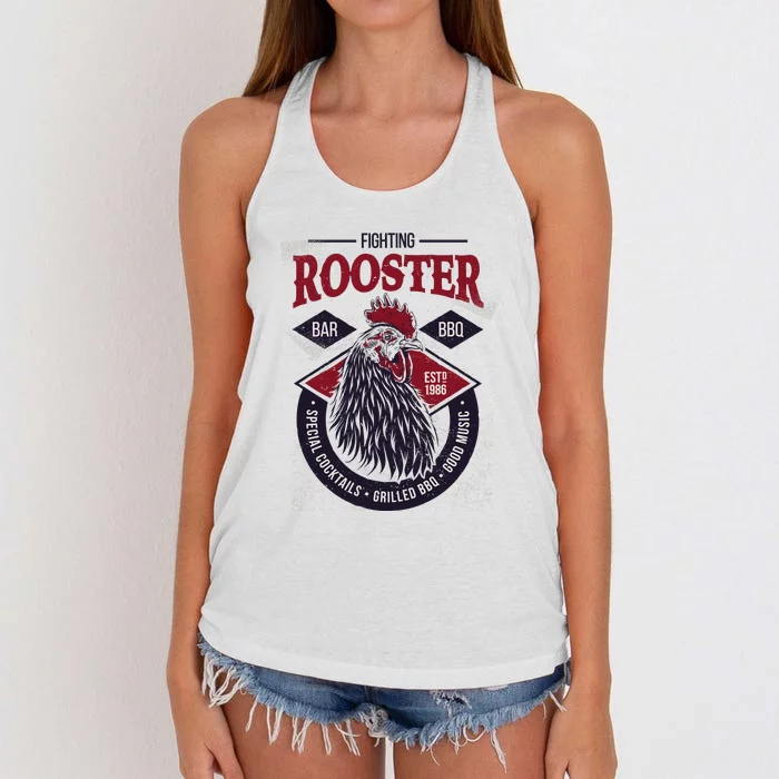 Fighting Rooster Women's Knotted Racerback Tank