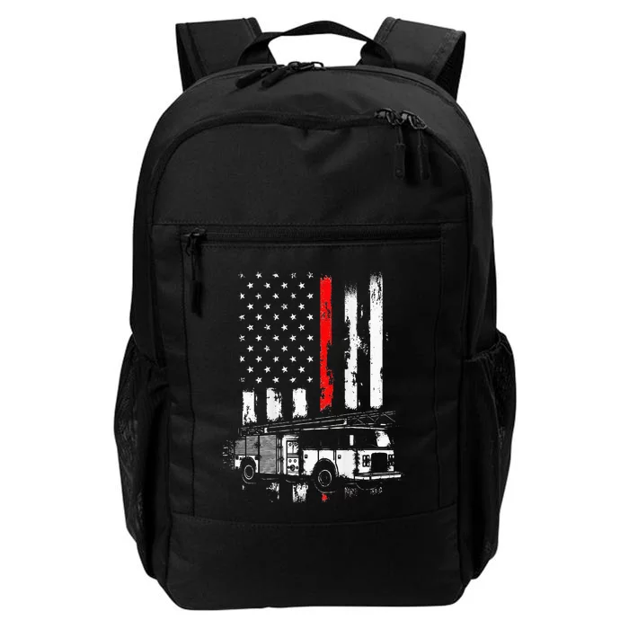 Fireman Red Flag Distressed Firefighter Truck American Flag Daily Commute Backpack