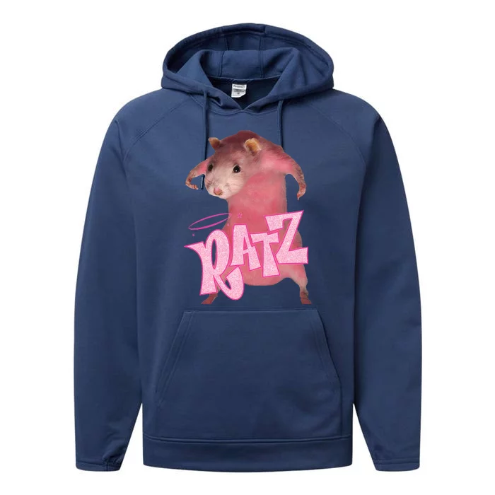 Funny Rat Funny Mouse Ratz Pink Ratz Mouse Meme Pink Rat Performance Fleece Hoodie