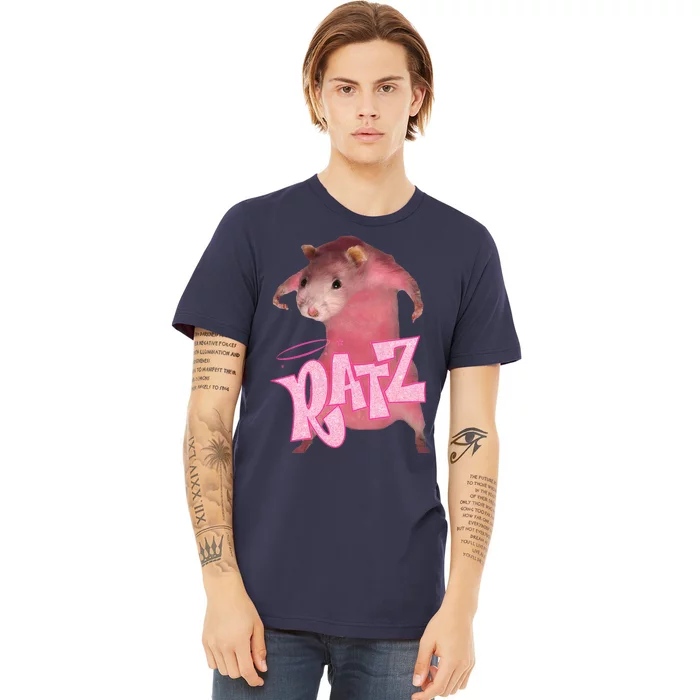 Funny Rat Funny Mouse Ratz Pink Ratz Mouse Meme Pink Rat Premium T-Shirt