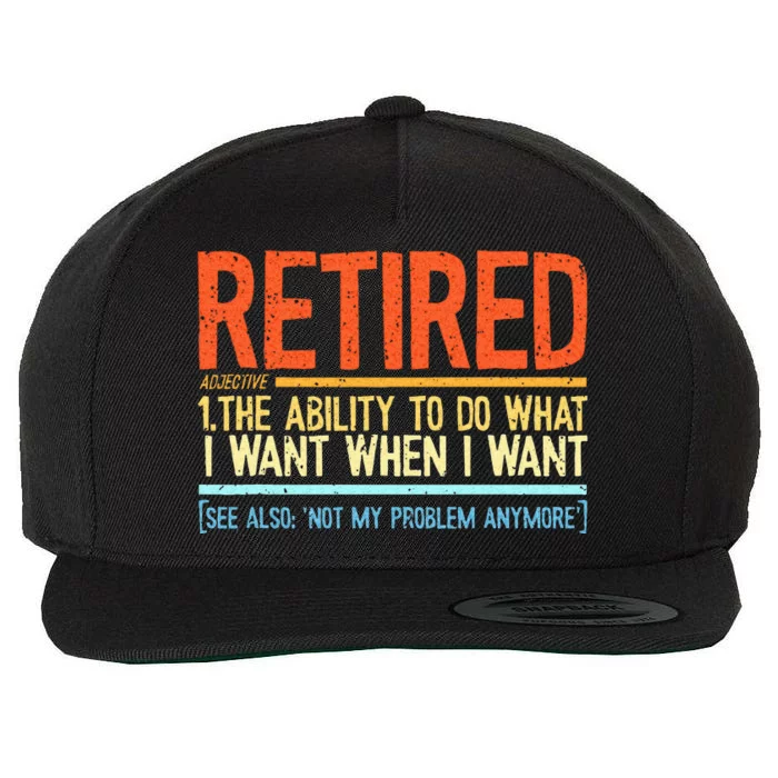 Funny Retired Funny Grandpa Funny Grandma Wool Snapback Cap