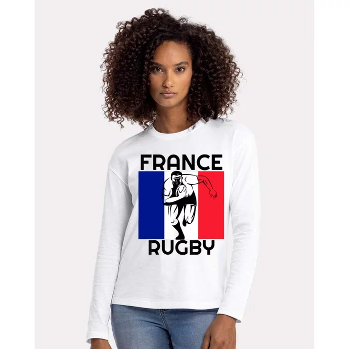 France Rugby Fan Womens Cotton Relaxed Long Sleeve T-Shirt