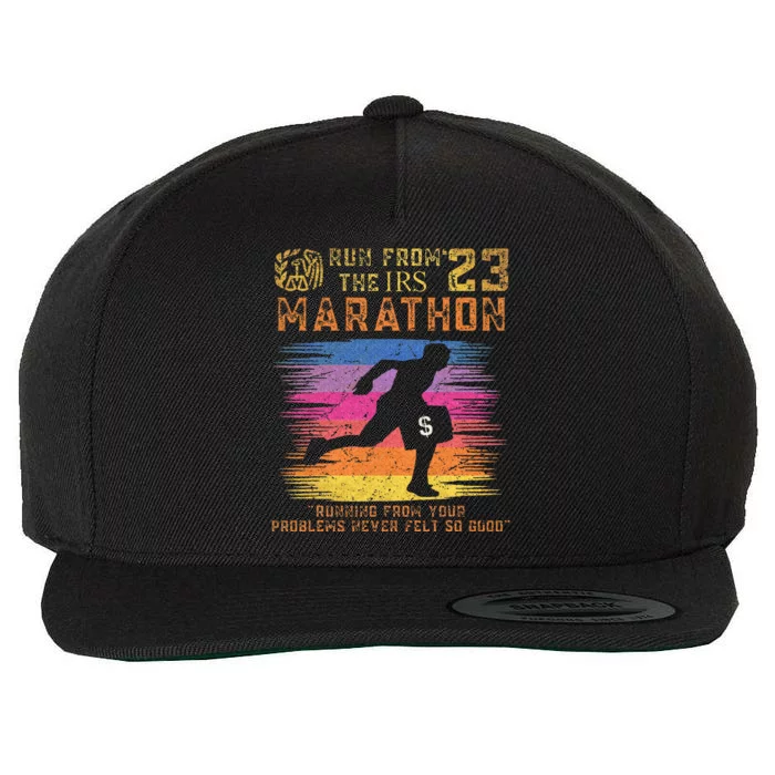 Fun Run From Irs The Marathon 023 Running From Your Problems Wool Snapback Cap