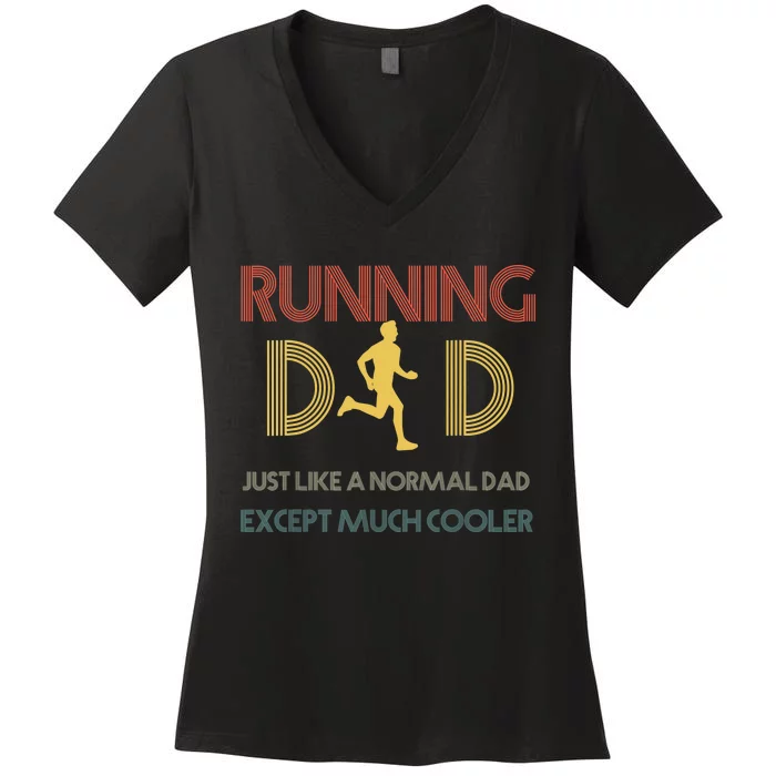 Father Runner - Father's Day Running Dad Women's V-Neck T-Shirt