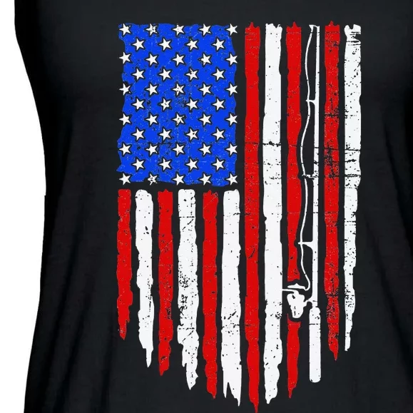 Fishing Retro Fishing Patriotic Fishing Ladies Essential Flowy Tank