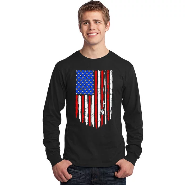 Fishing Retro Fishing Patriotic Fishing Tall Long Sleeve T-Shirt