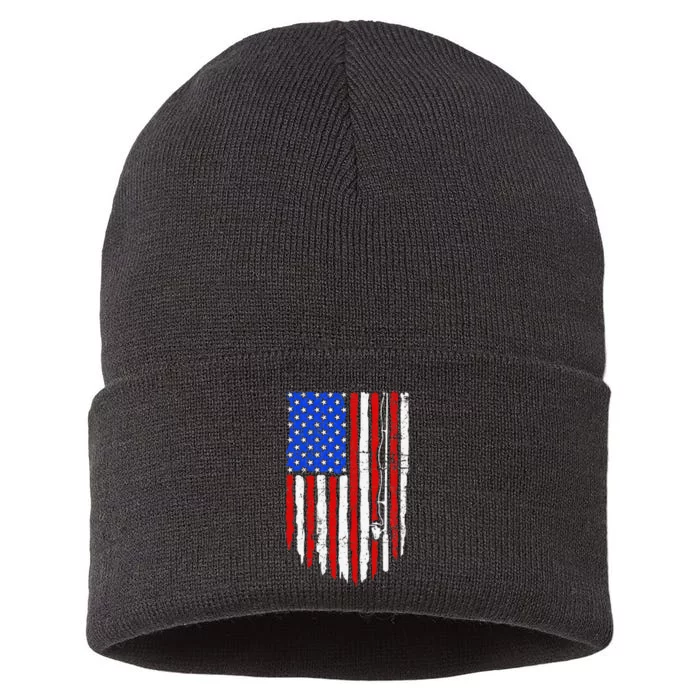 Fishing Retro Fishing Patriotic Fishing Sustainable Knit Beanie