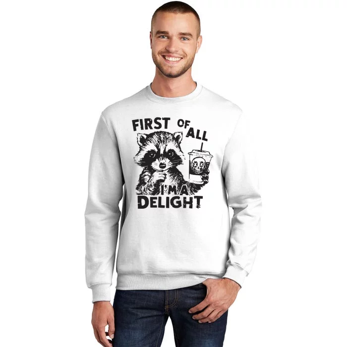 Funny Raccoon First Of All IM A Delight Sarcastic Sweatshirt