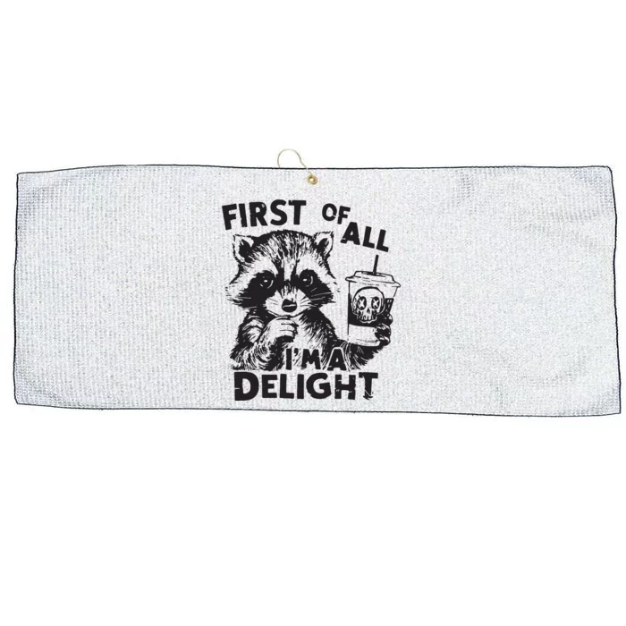 Funny Raccoon First Of All IM A Delight Sarcastic Large Microfiber Waffle Golf Towel