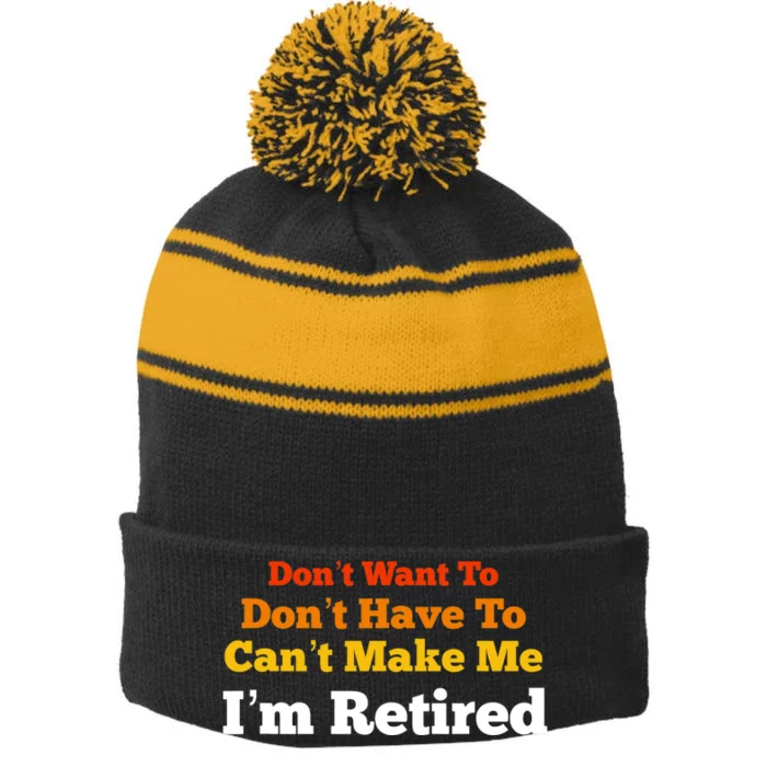 Funny Retirement For Adult, Sarcastic Graphic Tee Stripe Pom Pom Beanie