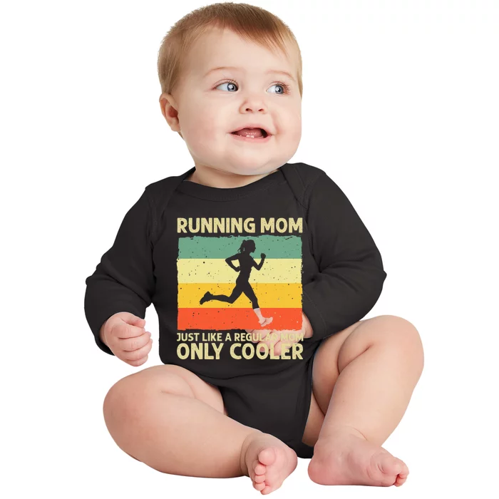 Funny Running For Women Mom Marathoner Runner Coach Racing Baby Long Sleeve Bodysuit