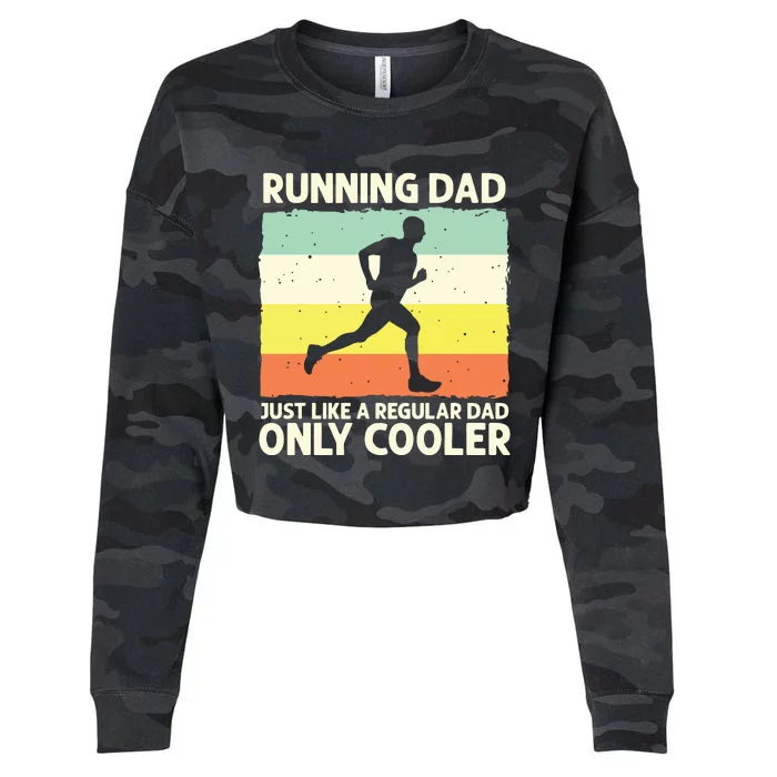 Funny Running For Men Dad Marathon Runner Coach Marathoner Cropped Pullover Crew