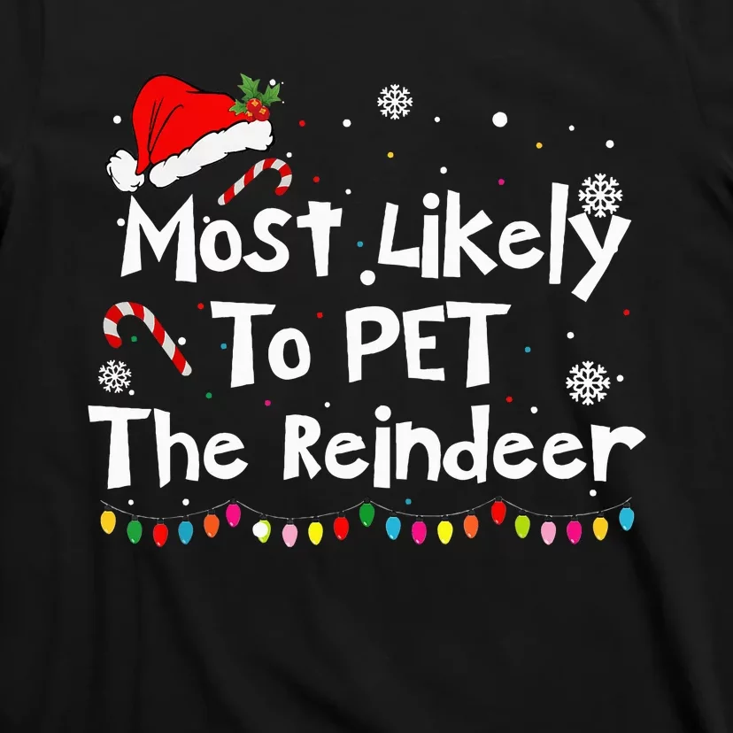 Funny Reindeer Family Christmas Holiday Santa Claus Hat T-Shirt