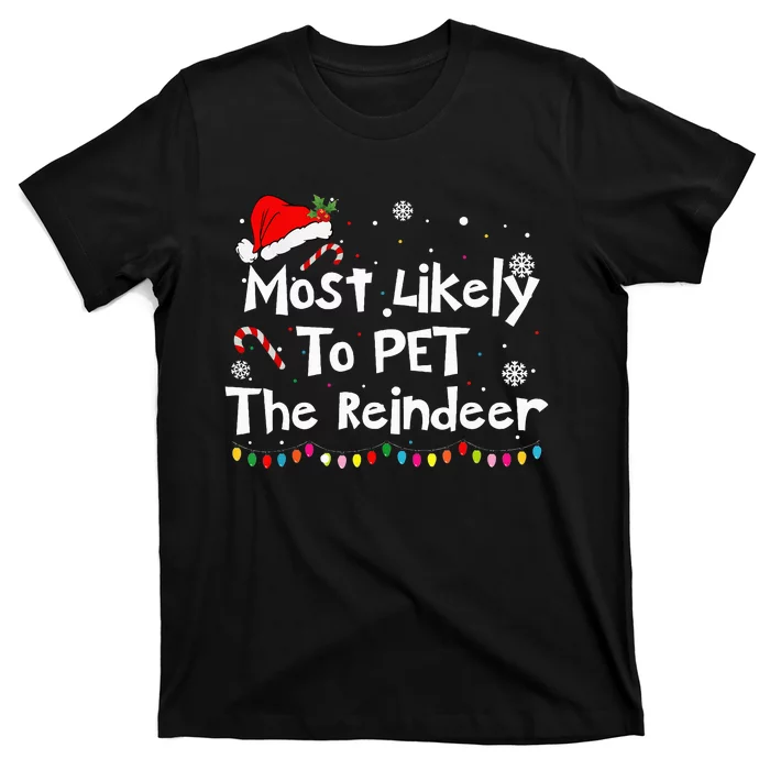 Funny Reindeer Family Christmas Holiday Santa Claus Hat T-Shirt