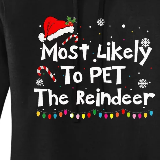 Funny Reindeer Family Christmas Holiday Santa Claus Hat Women's Pullover Hoodie