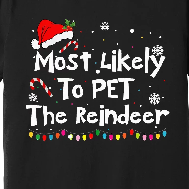 Funny Reindeer Family Christmas Holiday Santa Claus Hat Premium T-Shirt