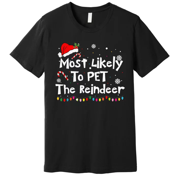 Funny Reindeer Family Christmas Holiday Santa Claus Hat Premium T-Shirt