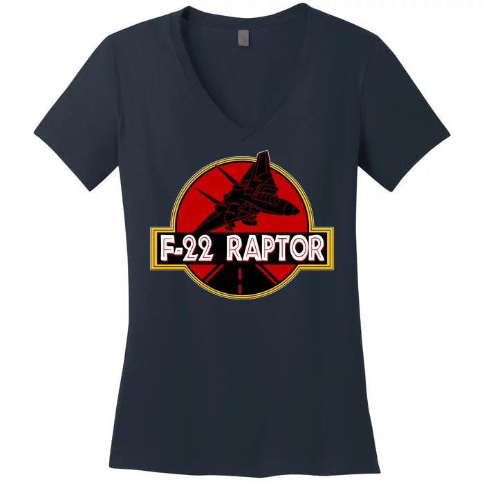 F22 Raptor Fighter Jet Women's V-Neck T-Shirt