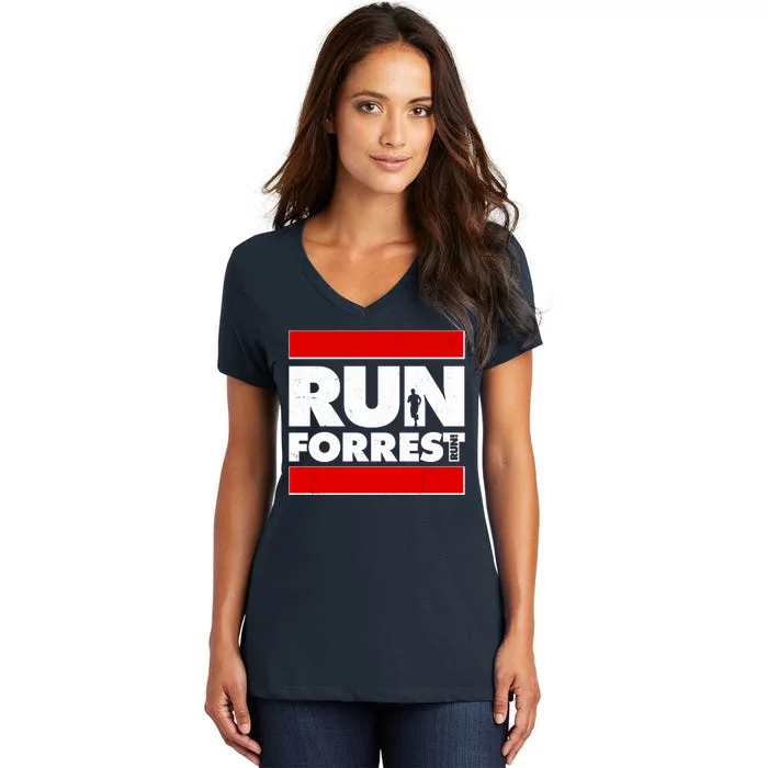 Funny Run Forrest Run Logo Women's V-Neck T-Shirt