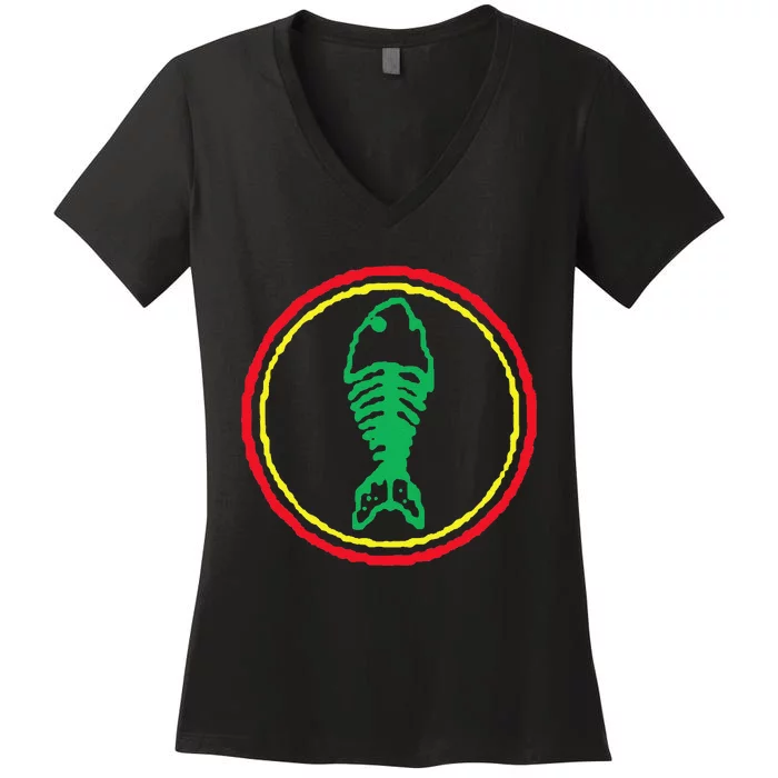 Fishbone Retro Fishing Lover Women's V-Neck T-Shirt