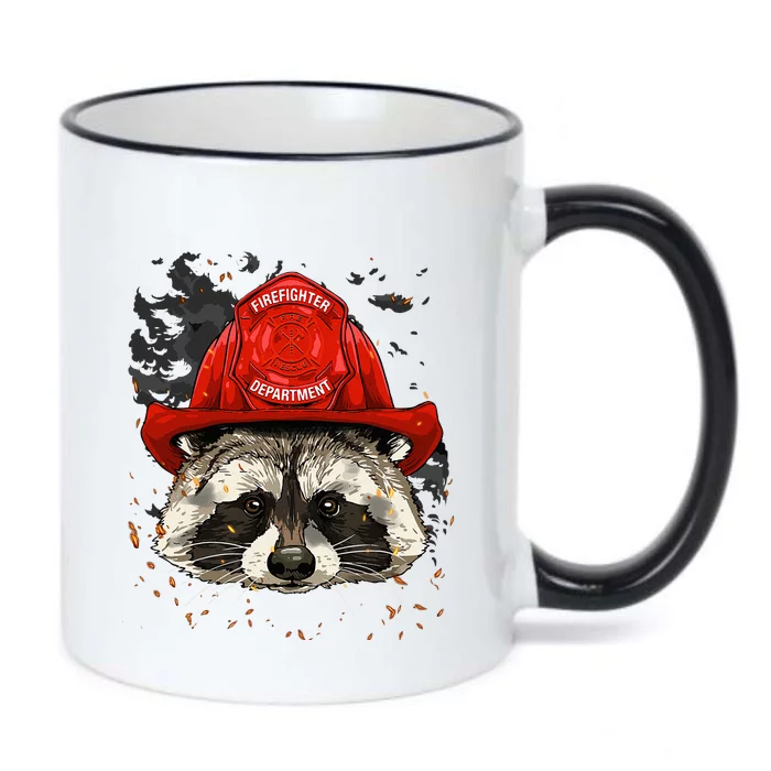 Firefighter Raccoon Fire Department Fireman Trash Panda Black Color Changing Mug