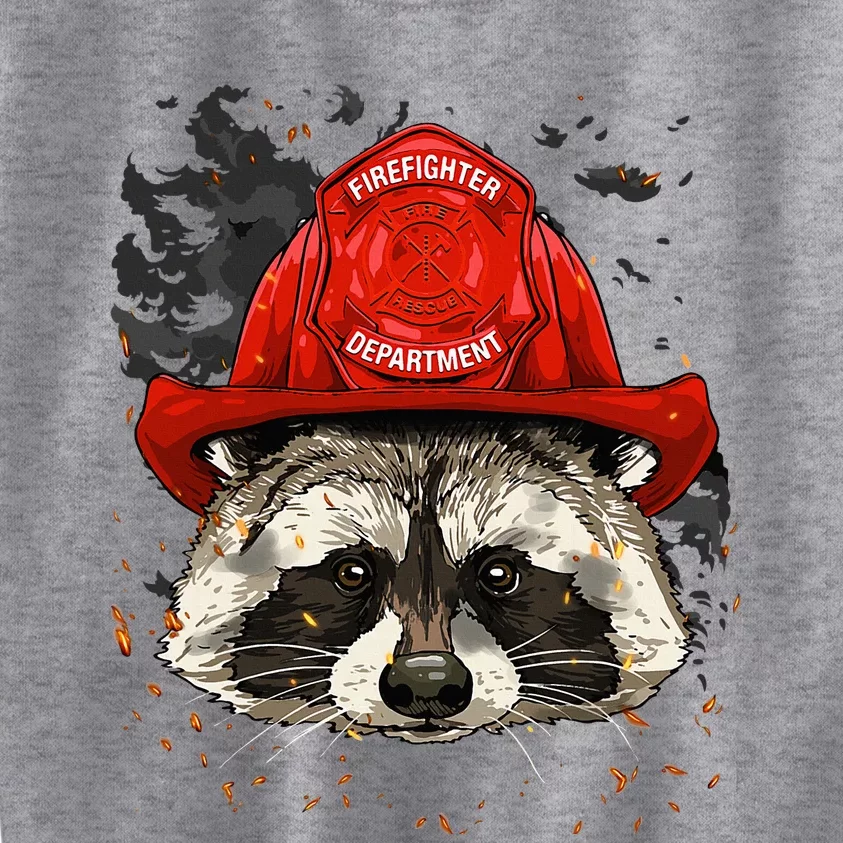 Firefighter Raccoon Fire Department Fireman Trash Panda Kids Sweatshirt