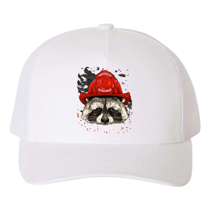 Firefighter Raccoon Fire Department Fireman Trash Panda Yupoong Adult 5-Panel Trucker Hat